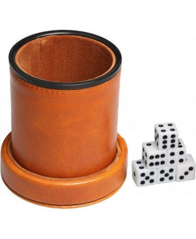 Leatherette Dice Cup with Lid Includes 6 Dices Velvet Interior Quiet in Shaking for Liars Dice Farkle Yahtzee Board Games Bro...