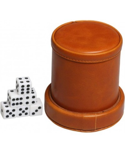 Leatherette Dice Cup with Lid Includes 6 Dices Velvet Interior Quiet in Shaking for Liars Dice Farkle Yahtzee Board Games Bro...