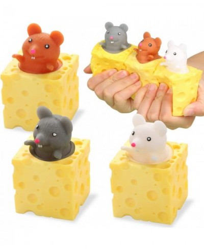 3 Pcs Squeeze Fidget Toys Silicone Cheese Squirrel Sensory Fidget Toys Decompression Mouse Cup Release Stress Mice in Squishy...