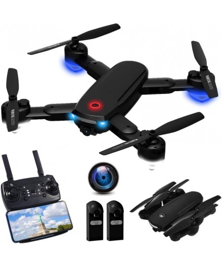 Drone with Camera 720P for Adults R10 Foldable WiFi FPV RC Quadcopter Altitude Hold Gesture Photography APP Control (2 Batter...