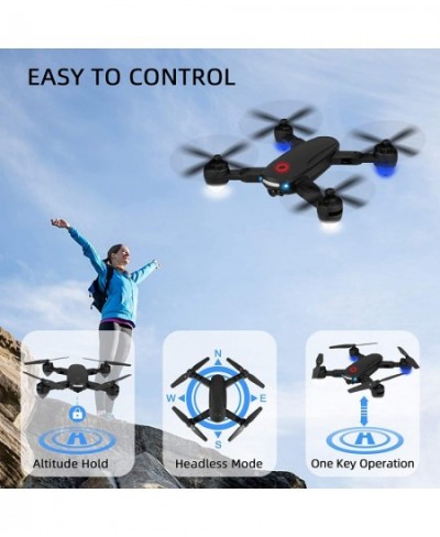 Drone with Camera 720P for Adults R10 Foldable WiFi FPV RC Quadcopter Altitude Hold Gesture Photography APP Control (2 Batter...