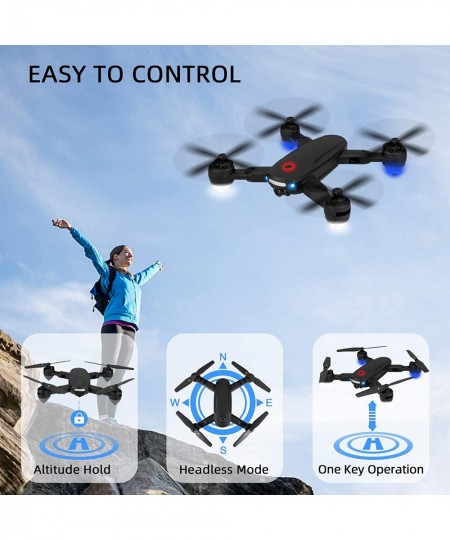 Drone with Camera 720P for Adults R10 Foldable WiFi FPV RC Quadcopter Altitude Hold Gesture Photography APP Control (2 Batter...