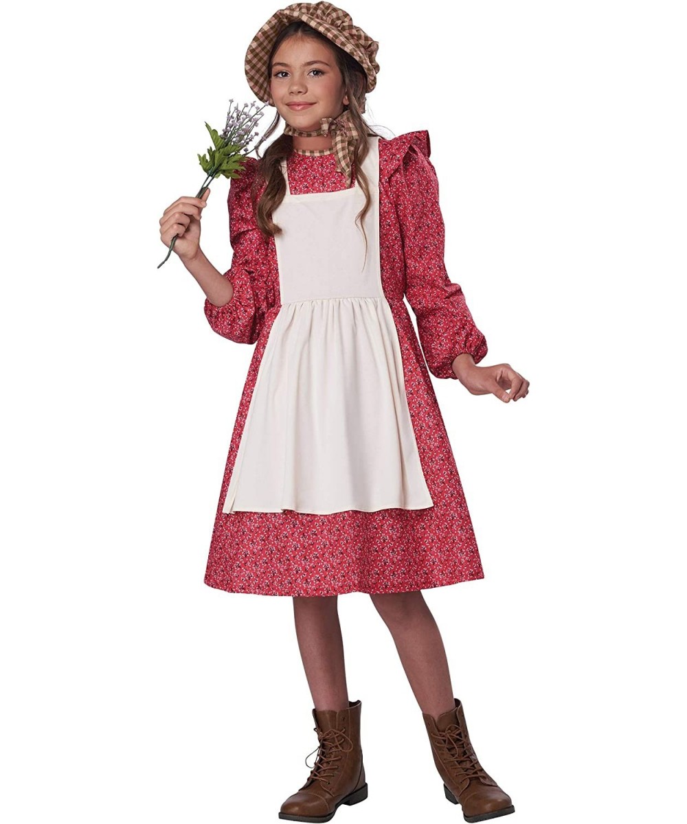 Girl's Red Frontier Settler Costume $44.09 - Kids' Costumes