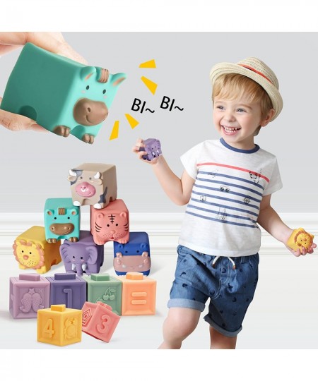 QLOTS Baby Blocks Baby Toys 12PCS Soft Stacking Building Blocks Infant Bath Toys for Toddler 12 Month 1 2 Years Old Boys&Girl...