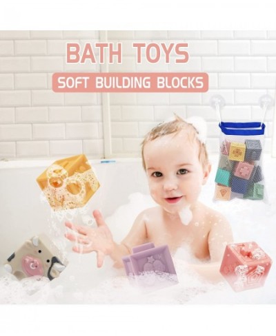 QLOTS Baby Blocks Baby Toys 12PCS Soft Stacking Building Blocks Infant Bath Toys for Toddler 12 Month 1 2 Years Old Boys&Girl...