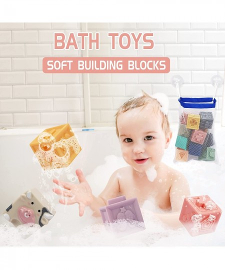 QLOTS Baby Blocks Baby Toys 12PCS Soft Stacking Building Blocks Infant Bath Toys for Toddler 12 Month 1 2 Years Old Boys&Girl...