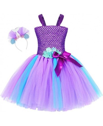 Girls Mermaid Birthday Outfit Tutu Dress Princess Costume Party Dress Up with Headband $34.26 - Kids' Costumes