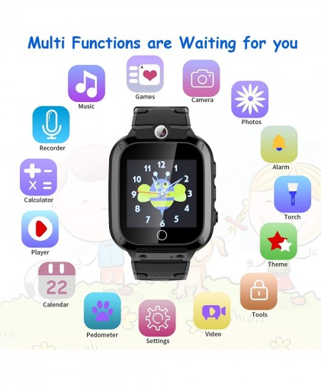 Kids Smart Watch for Boys Girls 1.44" HD Touch Screen with 14 Puzzle Games Music Player Dual Camera 12/24 hr Pedometer Flashl...