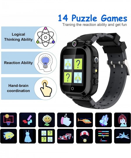 Kids Smart Watch for Boys Girls 1.44" HD Touch Screen with 14 Puzzle Games Music Player Dual Camera 12/24 hr Pedometer Flashl...