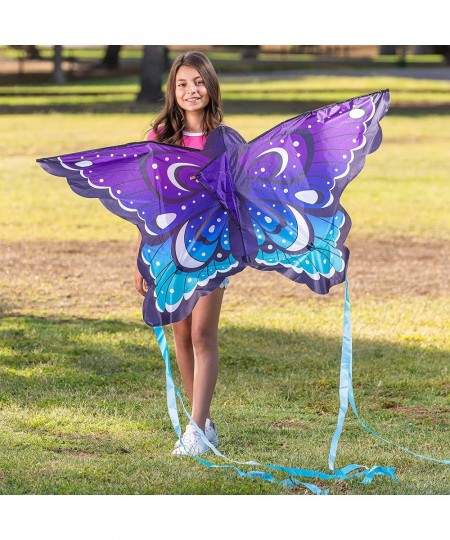 53'' Wide Orange/Blue Butterfly Kite Easy to Fly Huge Kites for Kids and Adults with 262.5 ft Kite String Large Beach Kite fo...