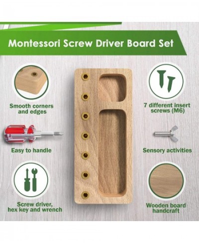 Montessori Screwdriver Board Set - Wooden Montessori Toys for 3 4 5 Year Old Kids and Toddlers Learning Sensory Bin Toys Pres...