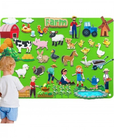 Farm Animals Toys Flannel Felt-Story Board for Toddlers Sensory-Wall Activities 3.5 Ft 47 Pieces Classroom Must Have Craft Gi...