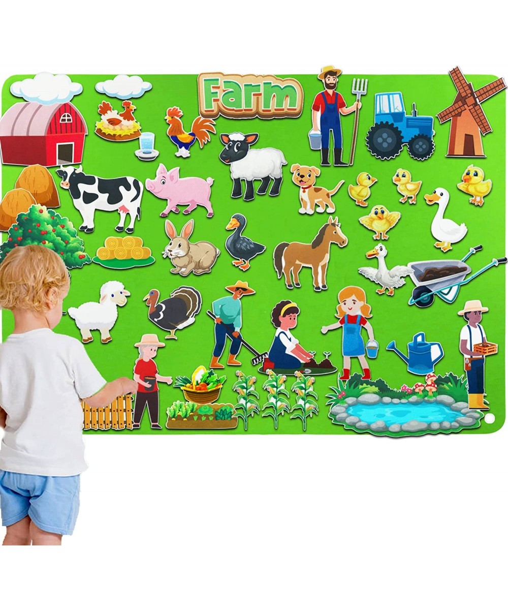 Farm Animals Toys Flannel Felt-Story Board for Toddlers Sensory-Wall Activities 3.5 Ft 47 Pieces Classroom Must Have Craft Gi...