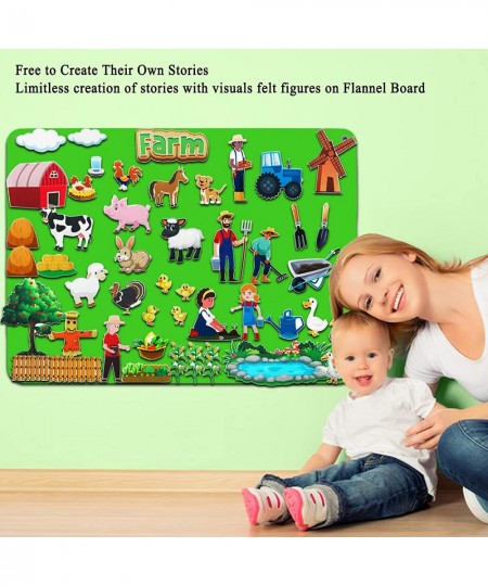 Farm Animals Toys Flannel Felt-Story Board for Toddlers Sensory-Wall Activities 3.5 Ft 47 Pieces Classroom Must Have Craft Gi...