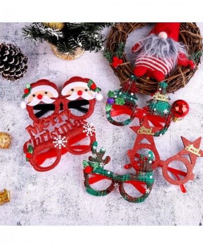 16 Pieces Christmas Party Glasses Frames Holiday Glitter Christmas Costume Eyeglasses Santa Snowman Glasses Christmas Party G...