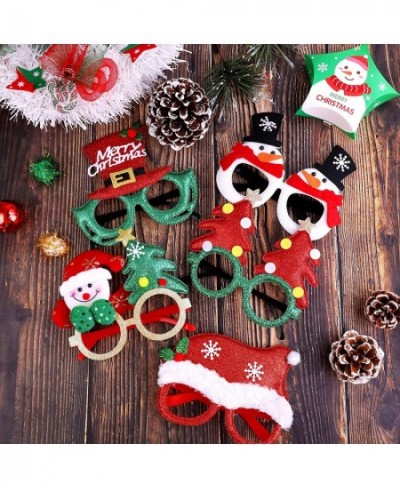 16 Pieces Christmas Party Glasses Frames Holiday Glitter Christmas Costume Eyeglasses Santa Snowman Glasses Christmas Party G...