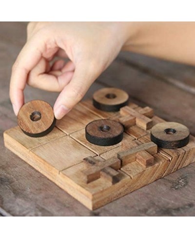 Wooden Tic Tac Toe Set - Wood XOXO Board Game (Naughts and Crosses) | Classic Family Table Game | Traditional Strategy Game f...