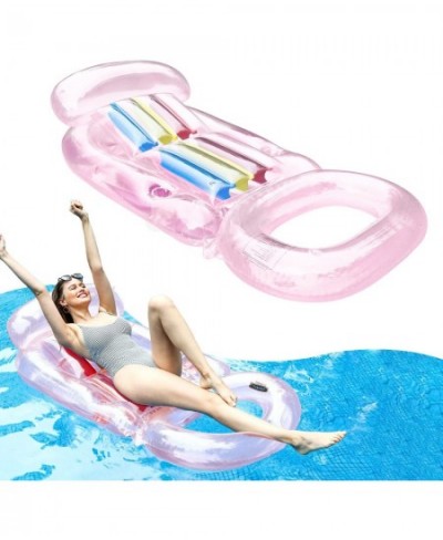 Pool Floats for Adults Inflatable 62" X 33" Pool Floats with Cup Holder Swimming Pool Lounger with Headrest Backrest & Footre...