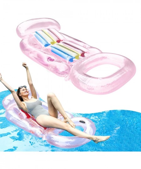 Pool Floats for Adults Inflatable 62" X 33" Pool Floats with Cup Holder Swimming Pool Lounger with Headrest Backrest & Footre...