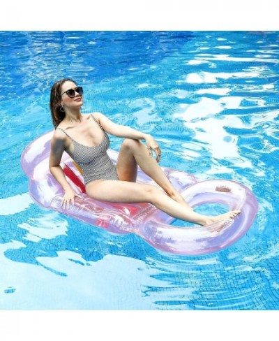 Pool Floats for Adults Inflatable 62" X 33" Pool Floats with Cup Holder Swimming Pool Lounger with Headrest Backrest & Footre...