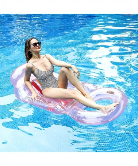 Pool Floats for Adults Inflatable 62" X 33" Pool Floats with Cup Holder Swimming Pool Lounger with Headrest Backrest & Footre...