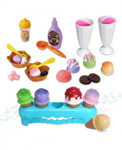 Ice Cream Play Set | 34 Piece Ice Cream Toy Set with Color Changing Scoops & Toppings | Pretend Play Food Toy for Kids and To...