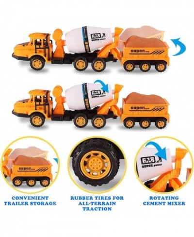 Big Rig Construction Tow Trucks w/ Trailers Toy Cargo Transport Vehicles Playset - Kids Hauler Play Set w/ Dump Truck Cement ...