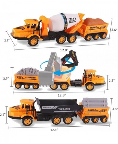 Big Rig Construction Tow Trucks w/ Trailers Toy Cargo Transport Vehicles Playset - Kids Hauler Play Set w/ Dump Truck Cement ...