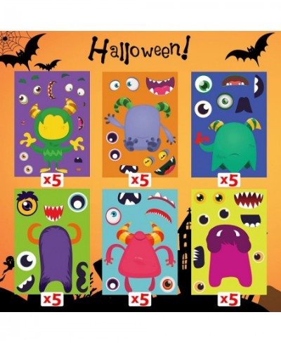 Halloween Stickers for Kids Halloween Party Games Stickers for Kids Monster Stickers 30PCS Make A Monster Stickers DIY Monste...