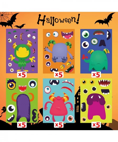 Halloween Stickers for Kids Halloween Party Games Stickers for Kids Monster Stickers 30PCS Make A Monster Stickers DIY Monste...