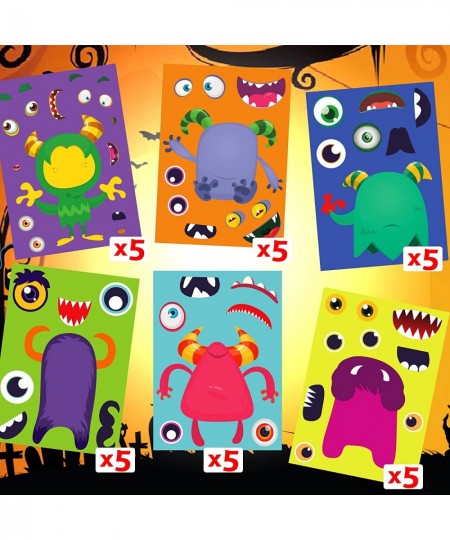 Halloween Stickers for Kids Halloween Party Games Stickers for Kids Monster Stickers 30PCS Make A Monster Stickers DIY Monste...