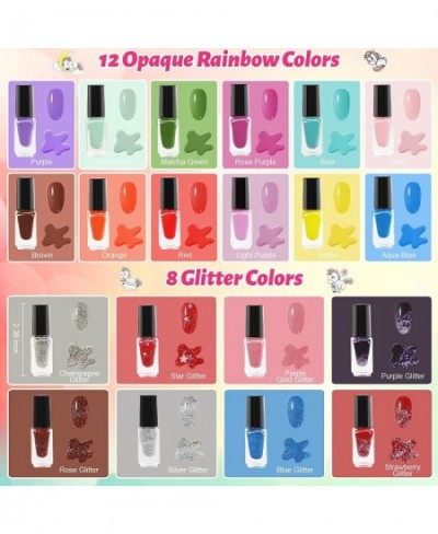 Kids Nail Polish Set for Girls 25pcs Non-Toxic Peel-Off Water-Based Nail Polish Glittery and Opaque Christmas Birthday Gifts ...