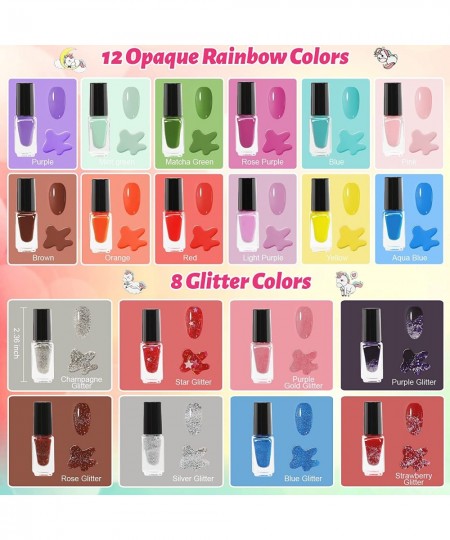 Kids Nail Polish Set for Girls 25pcs Non-Toxic Peel-Off Water-Based Nail Polish Glittery and Opaque Christmas Birthday Gifts ...