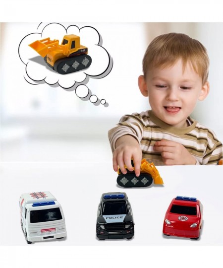 16 PCS Toy Cars Bulk Mini Diecast Vehicles Metal Play Trucks - Police Construction Ambulance Firetruck Toy Set Pack of Cars P...