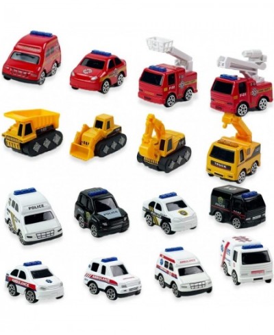 16 PCS Toy Cars Bulk Mini Diecast Vehicles Metal Play Trucks - Police Construction Ambulance Firetruck Toy Set Pack of Cars P...