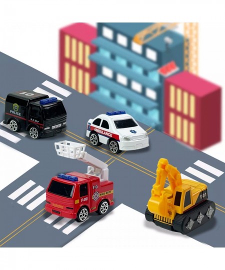 16 PCS Toy Cars Bulk Mini Diecast Vehicles Metal Play Trucks - Police Construction Ambulance Firetruck Toy Set Pack of Cars P...