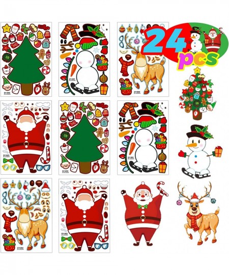 Christmas Stickers for Kids 24PCS Make Your Own Stickers Christmas Party Games Stickers Craft DIY Stickers Make a Face Sticke...