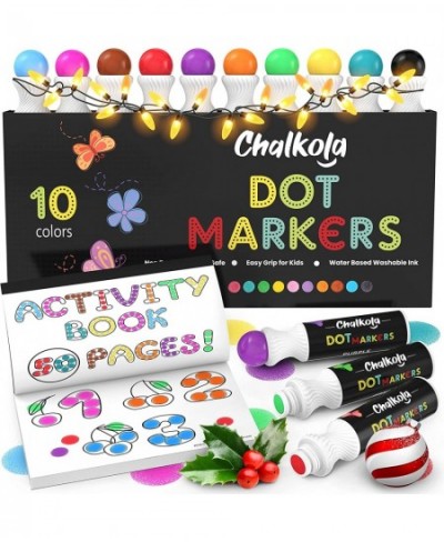 Washable Dot Markers for Kids with Free Activity Book | 10 Colors Set | Water-Based Non Toxic Paint Daubers | Dab Marker Kit ...