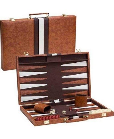 14.75" Recreational Board Game Vinyl Backgammon Set - Brown & White $66.59 - Board Games