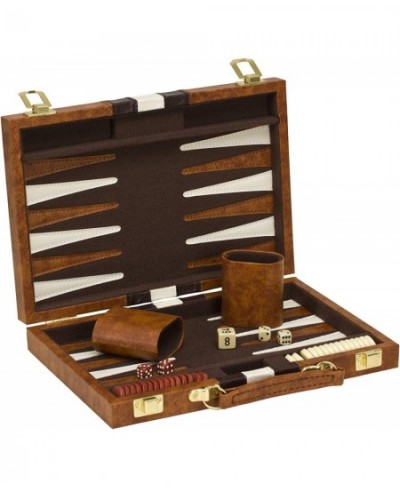 14.75" Recreational Board Game Vinyl Backgammon Set - Brown & White $66.59 - Board Games