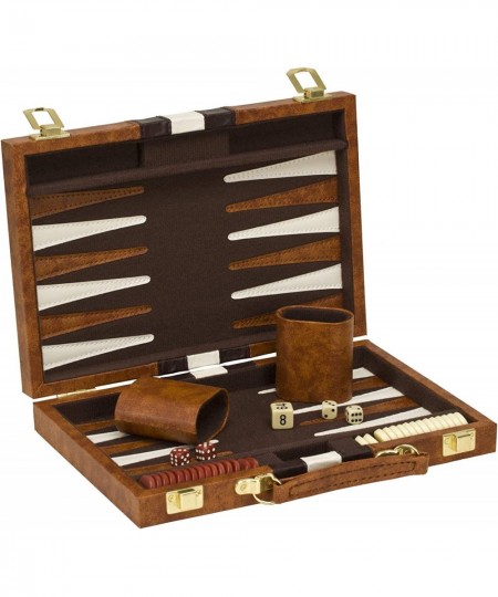 14.75" Recreational Board Game Vinyl Backgammon Set - Brown & White $66.59 - Board Games