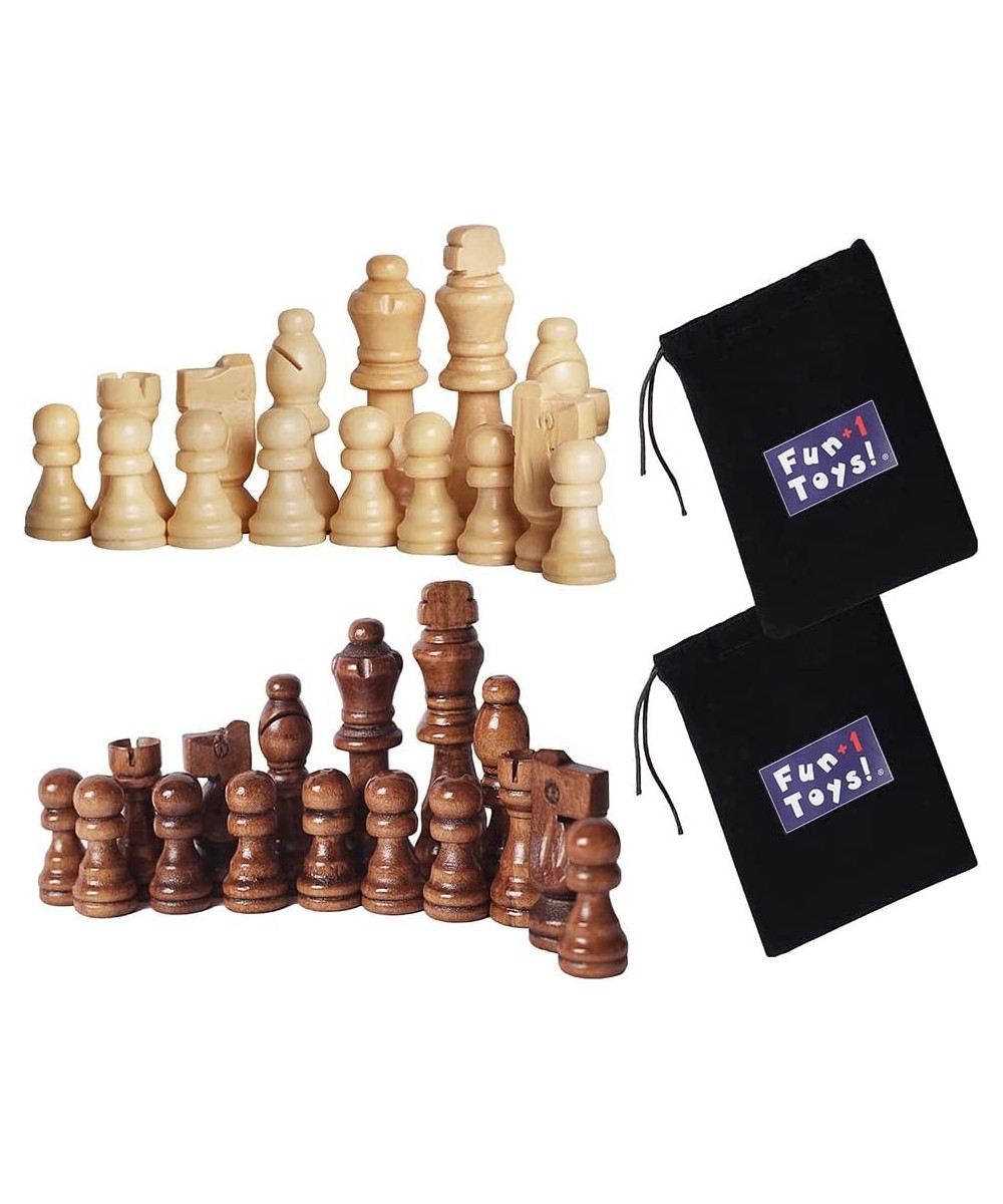 Wooden Chess Pieces Only with Storage Bags - Staunton Style Wood Chess Pieces for Indoor/Outdoor Chess Tournament. Compatible...