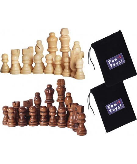 Wooden Chess Pieces Only with Storage Bags - Staunton Style Wood Chess Pieces for Indoor/Outdoor Chess Tournament. Compatible...