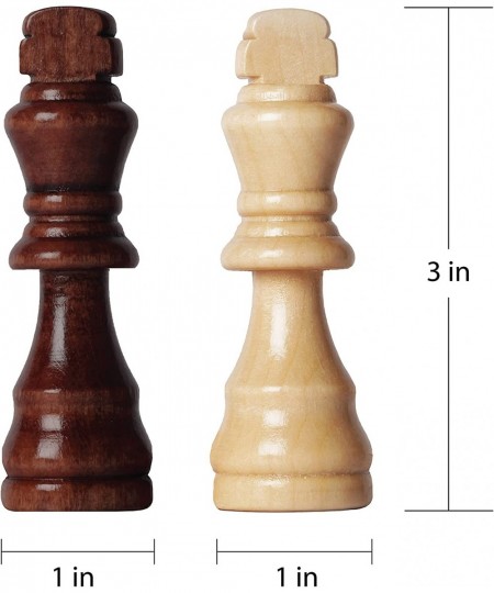 Wooden Chess Pieces Only with Storage Bags - Staunton Style Wood Chess Pieces for Indoor/Outdoor Chess Tournament. Compatible...