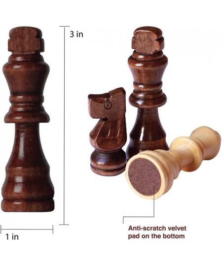 Wooden Chess Pieces Only with Storage Bags - Staunton Style Wood Chess Pieces for Indoor/Outdoor Chess Tournament. Compatible...