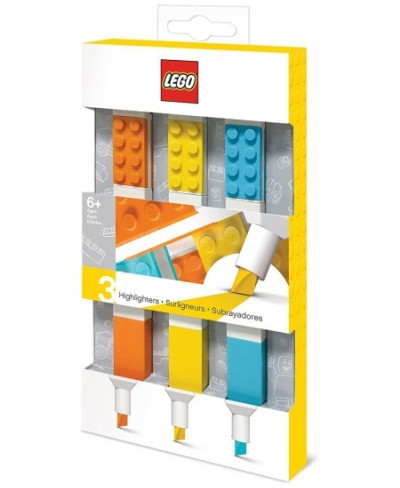 LEGO Stationery 3 Pack Highlighter Markers with 4x2 Building Bricks - Yellow Orange Blue $25.27 - Toy Building Sets