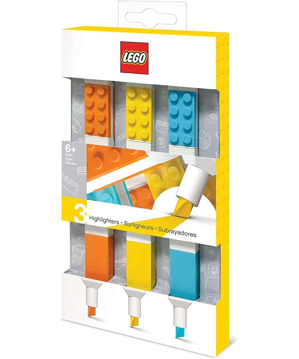 LEGO Stationery 3 Pack Highlighter Markers with 4x2 Building Bricks - Yellow Orange Blue $25.27 - Toy Building Sets