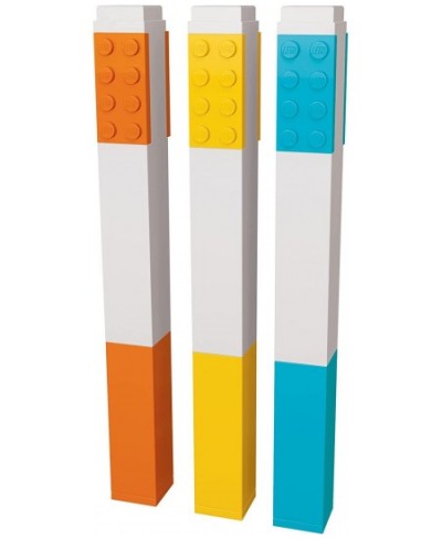 LEGO Stationery 3 Pack Highlighter Markers with 4x2 Building Bricks - Yellow Orange Blue $25.27 - Toy Building Sets