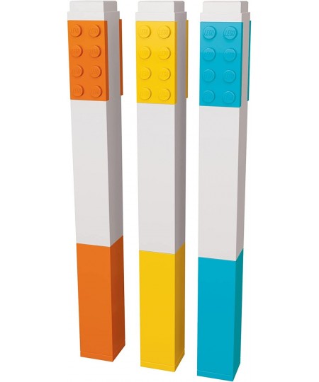 LEGO Stationery 3 Pack Highlighter Markers with 4x2 Building Bricks - Yellow Orange Blue $25.27 - Toy Building Sets