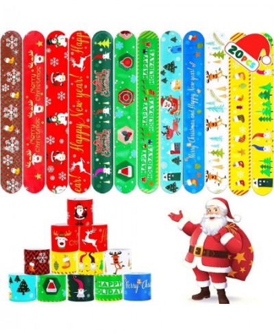 20 PCS Christmas Slap Bracelets for Kids Snap Bracelets Christmas Party Favors Gifts for Kids Treasure Box Toys for Kids Clas...